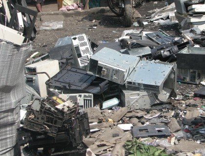 Image: electronic waste from Europe at a market in Lagos, Nigeria, 2013. Photo by Dani Ploeger